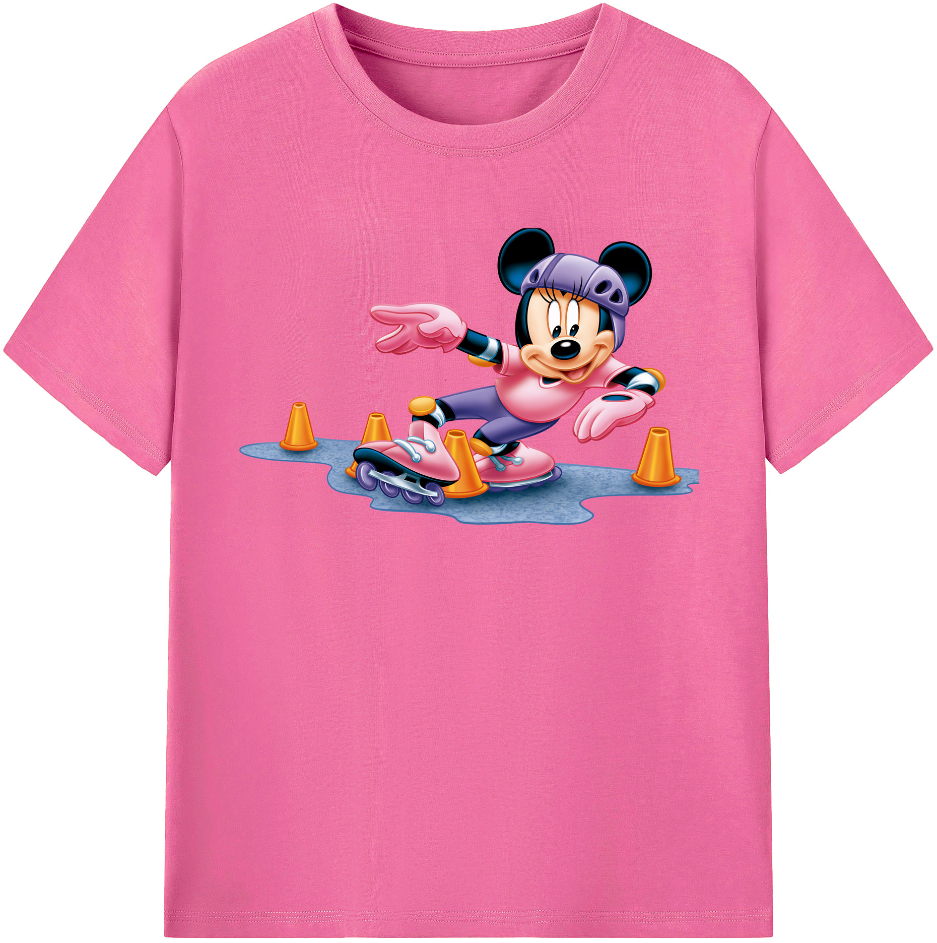 （画像用） ミッキーマウス Mickey Mouse レディースカジュアルプリントTシャツ（綿100％）